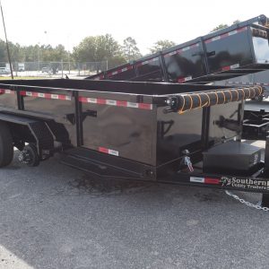 SUT 7' x 14' "TRD REGULAR DUAL RAM LIFT" Tandem Axle Dump Trailer w/24" High Sides/Dble Swing Rear Doors/Ramps (14k GVWR)