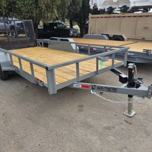 SUT 7' x 14' Tandem Axle Utility Trailer (Tubing Top Rail-Gas Shock Rear Ramp Gate Assist)