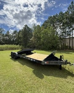 7' x 22' TA Gravity Tilt Equipment Trailer (16'+6')-Removable Fenders (14k GVWR)